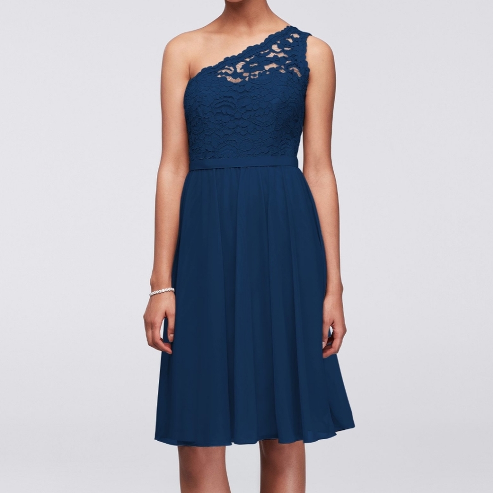 Navy One-Shoulder Bridesmaid Dress
